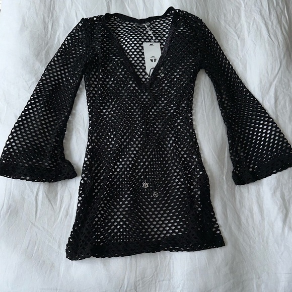 NWT Thalassa Boom Black Crochet Swimsuit Coverup in a size small. - Picture 1 of 4